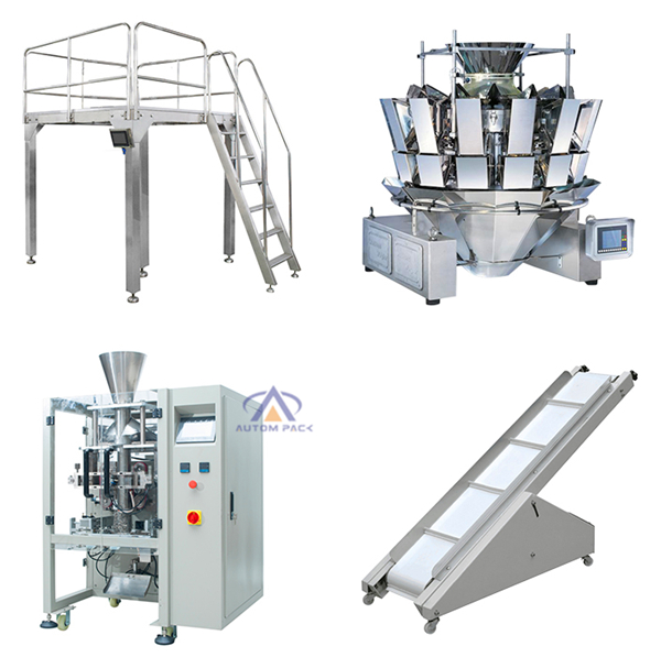 Food Grain Chips Rice Snack Nut <a href=https://www.autompack.com/packing-machine/Sachet-Automatic-Packing-Machine-Sugar-ATM-320C.html target='_blank'>Sugar</a> Automatic Packaging Machine With PLC + Touch Screen